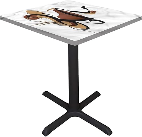 Miniatura 2 de Mantel cuadrado de café, diseño de letreros conceptuales, funda elástica para mesa de bebida, se adapta a mesas de 48 x 48 pulgadas, para