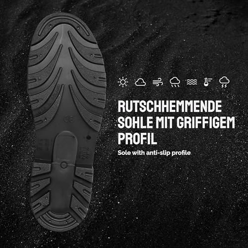 Ladeheid Damen und Herren PVC Gummistiefel LA-958 (Schwarz, 43 EU)