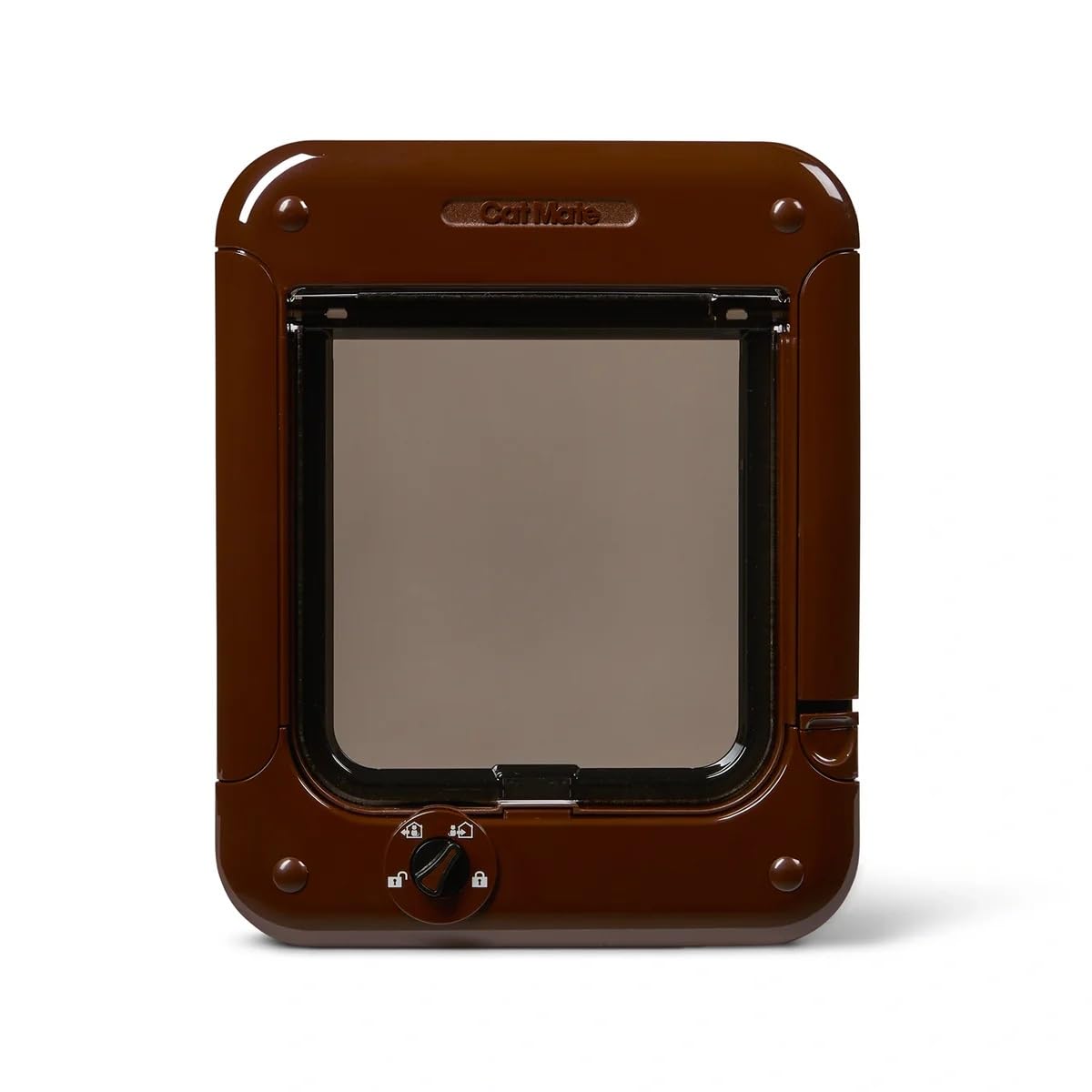 Cat Mate Rotary 4-Way-Locking Cat Flap (358) - Versatile Lockable Door for Small to Average-Sized Cats, for Single/Multiple Glazing, UPVC, Wall and Wood, Brown