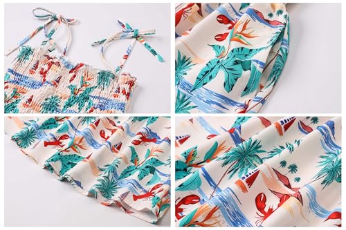 Image of Cromoncent Matching Hawaiian Outfits for Family, Dad and Son Matching Luau Beach Tropical Shirts Mommy Daughter Tropical Sets