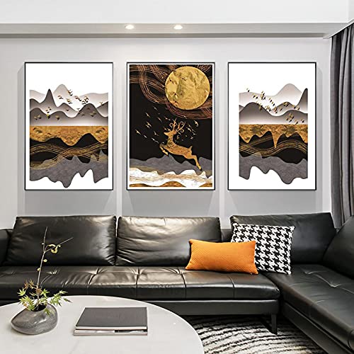 Cuadros modernos de ciervos en la luna para decoración de salón de 20x30 cm 4