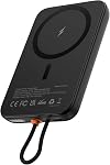 AsperX for Magsafe Power Bank, 10000mAh Wireless Portable Charger Magnetic Battery Pack Built-in USB C Cable, 22.5W Wire Fast Charging, LCD Display for Magsafe Battery Pack for iPhone 17/16/15/14/13