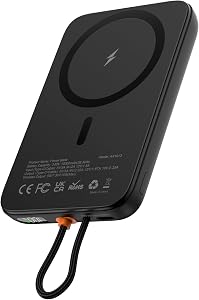 AsperX for Magsafe Power Bank, 10000mAh Wireless Portable Charger Magnetic Battery Pack Built-in USB C Cable, 22.5W Wire Fast Charging, LCD Display for Magsafe Battery Pack for iPhone 17/16/15/14/13
