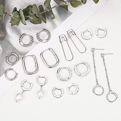 9 Pairs Small Gold Hoop Earrings For Women, Silver Plated Lightweight Cartilage Earring Set, Hypoallergenic Huggie Hoop Earrings For Gift #TOP3