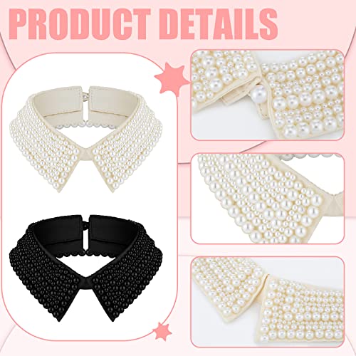 2 Pieces Pearl Collar Necklace For Women Girls Detachable Fake Collar Simulated Pearl Beaded Bib Dickey Collar (Delicate) #TOP2