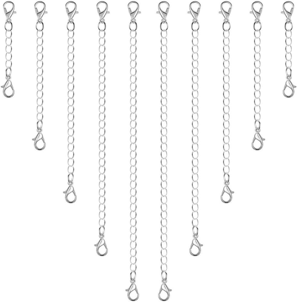 Goodern 10Pcs Sterling Stainless Steel Gold Silver Necklace Extenders,Women Chain Durable Extenders for Necklace Bracelet Anklet,Removable Making Chains with Lobster Clasps and Closures for Jewelry