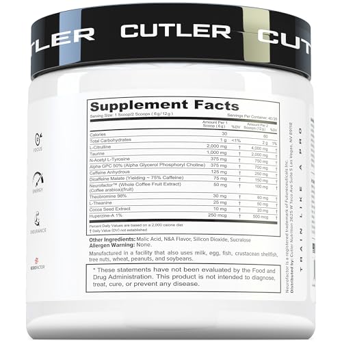 Image of Prevail Pre Workout Powder with Nootropics: Pre Workout for Men and Women, Cutting Edge Energy and Focus Supplement with L Citrulline, Alpha GPC, L Tyrosine | Cotton Candy Grape, 40 Scoops