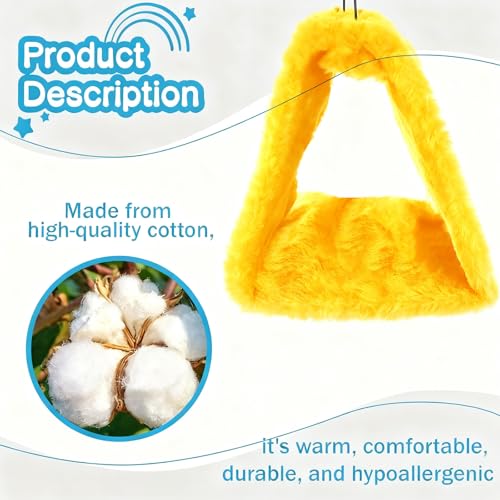 Image of Bird Nest Snuggle Hut Soft Plush Hammock Hanging Cage Tent for Birds Parrot Winter Warm Bed Pet Toy for Hamster Parrot Macaw Budgies Eclectus Parakeet Cockatiels Cockatoo Lovebird (Yellow)
