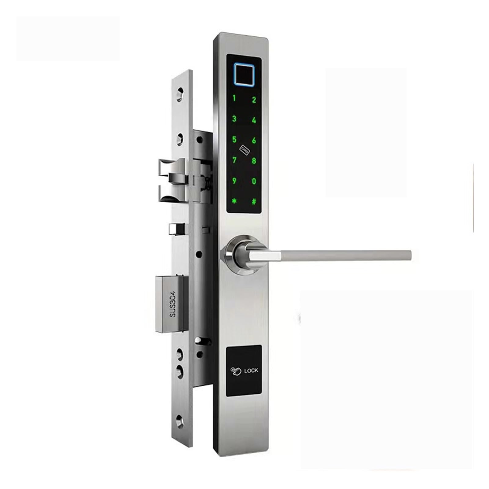 Serrure empreinte digitale Bluetooth TTlock argent pour porte battante en verre