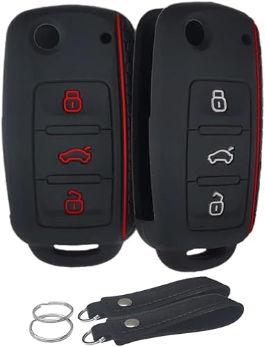 Miniatura 7 de Funda de silicona para llavero con control remoto sin llave, compatible con VW Volkswagen Beetle CC Eos GTI Golf Jetta Passat Rabbit Tiguan Touareg