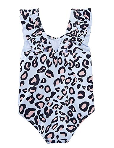 RAISEVERN Toddler Baby Girls Swimsuit Ruffles Bathing Suit Cute Leopard Spot Zebra Animal Printed Beach Sport One Piece Swimwear Backless Bikini Quick-Dry Tankini for 3t 4t Little Girl Black