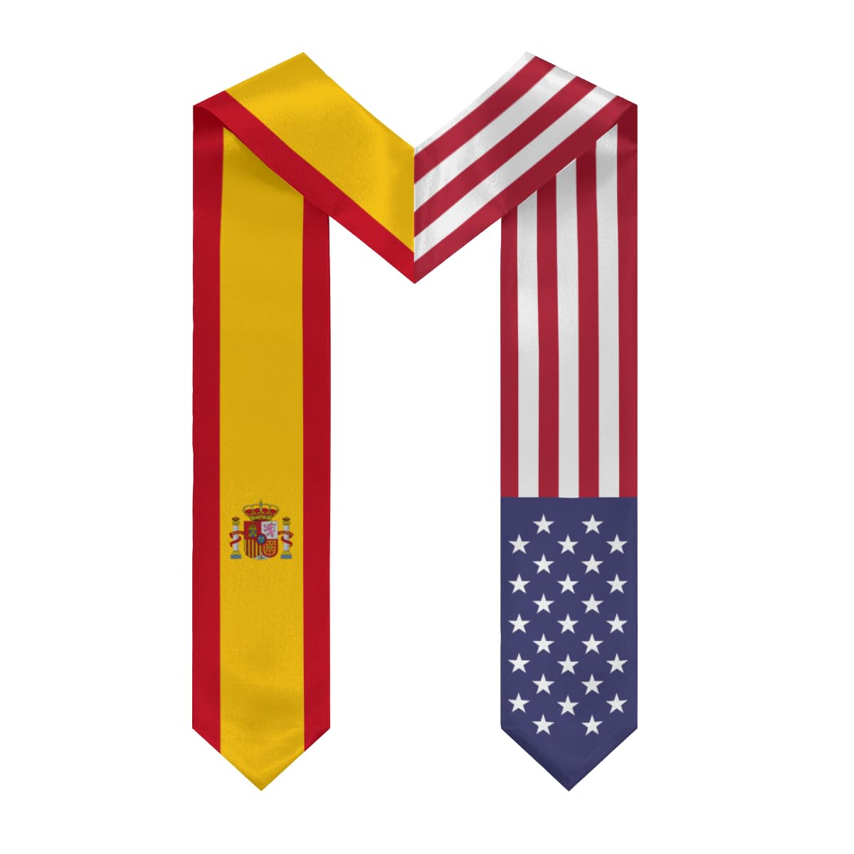 DABOYOZHZH Spain Mix United States Flag Graduation Stole Sash For Study Aboard International Students