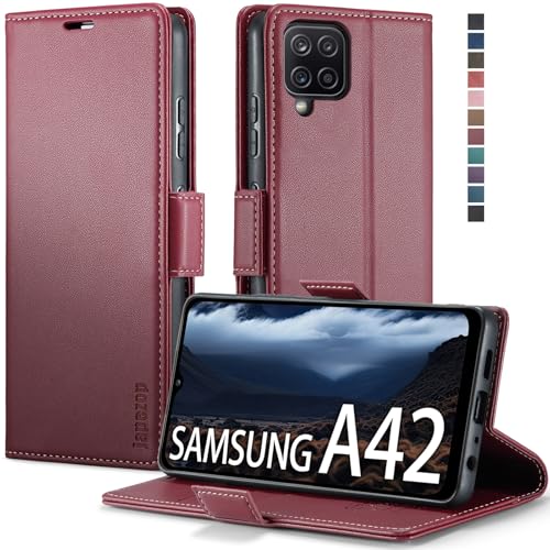 Samsung Galaxy A42 5G Case Wallet with [RFID Blocking] Card Holder,Kickstand Magnetic,Leather Flip Case for Samsung Galaxy A42 5G 6.6 inch (Fashion Red)