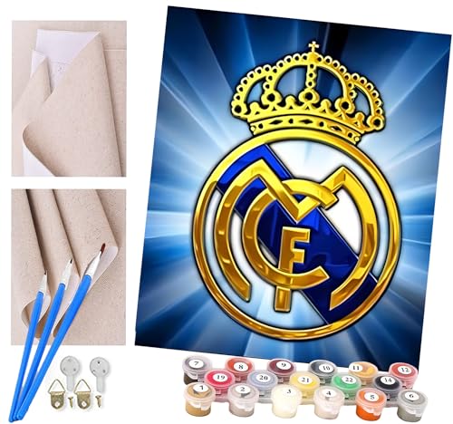 ToeTs Pintar por numeros para Adultos Logotipo del equipo de fútbol insignia-Cuadro de Pintura por números Adultos y para niños-Lienzo pre Dibujado con numeros para Pintar con Pinceles 40x50cm Imagen de ToeTs Pintar por numeros para Adultos Logotipo del equipo de fútbol insignia-Cuadro de Pintura por números Adultos y para niños-Lienzo pre Dibujado con numeros para Pintar con Pinceles 40x50cm