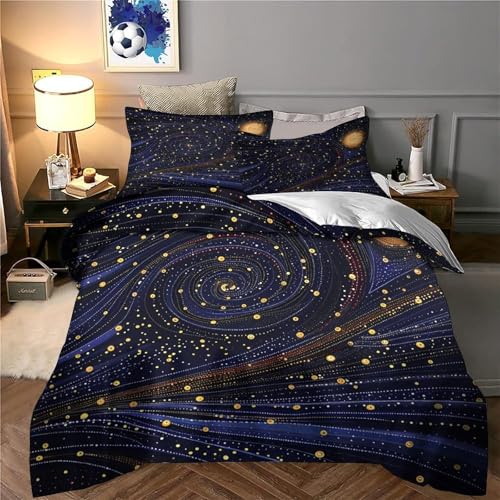 Parure de lit microfbre 3D galaxie pour lit simple housse de couette ado