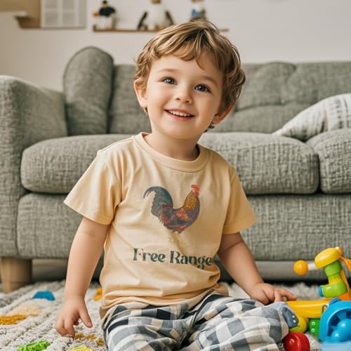 Image of Kids Short Sleeve Tees Toddler Crewneck T-Shirts Boys Girls Dino Raccoon Excavator Silly Goose Flower Girl Tops 2-7 Years