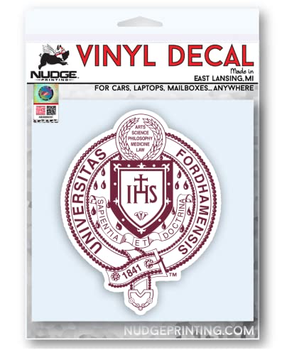 Image of Fordham University Rams Academic Seal Crest Maroon White Weatherproof Vinyl Sticker Car Decal from Nudge Printing