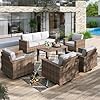 Heras house luxury swivel glider patio furniture set with 492 wide armrests 55 thick cushions 6 pieces outdoor wicker furniture conversation set with table for backyard deck garden grey  urban country home decor
