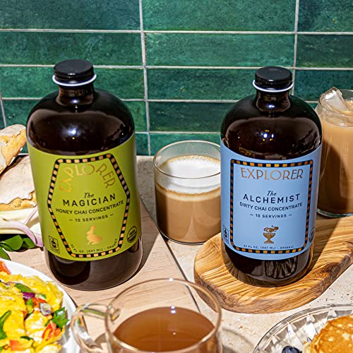 Explorer Honey Chai Tea Concentrate | Organic Spiced Masala | Instant Liquid Mix | Iced Or Hot Latte| Father's Day Gifts I 32 Oz Makes 20 Cups | 1:1 Concentrated #TOP5