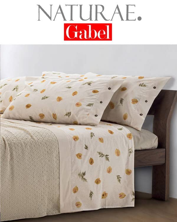 Completo Lenzuola Matrimoniali GABEL NATURAE - In Puro Cotone, Stampa GINKO, Made In Italy - Foto 11