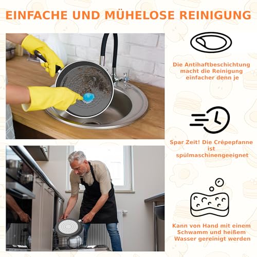Crepe Pfanne, Pfannkuchenpfanne Induktion 28 cm Antihaft, Pancake Pfanne, Pfannkuchenpfanne, Crepes Pfanne, Palatschinken Pfanne, Pfanne für Pfannkuchen, Pfannkuchen Pfanne, Omlettenpfanne – Bild 8