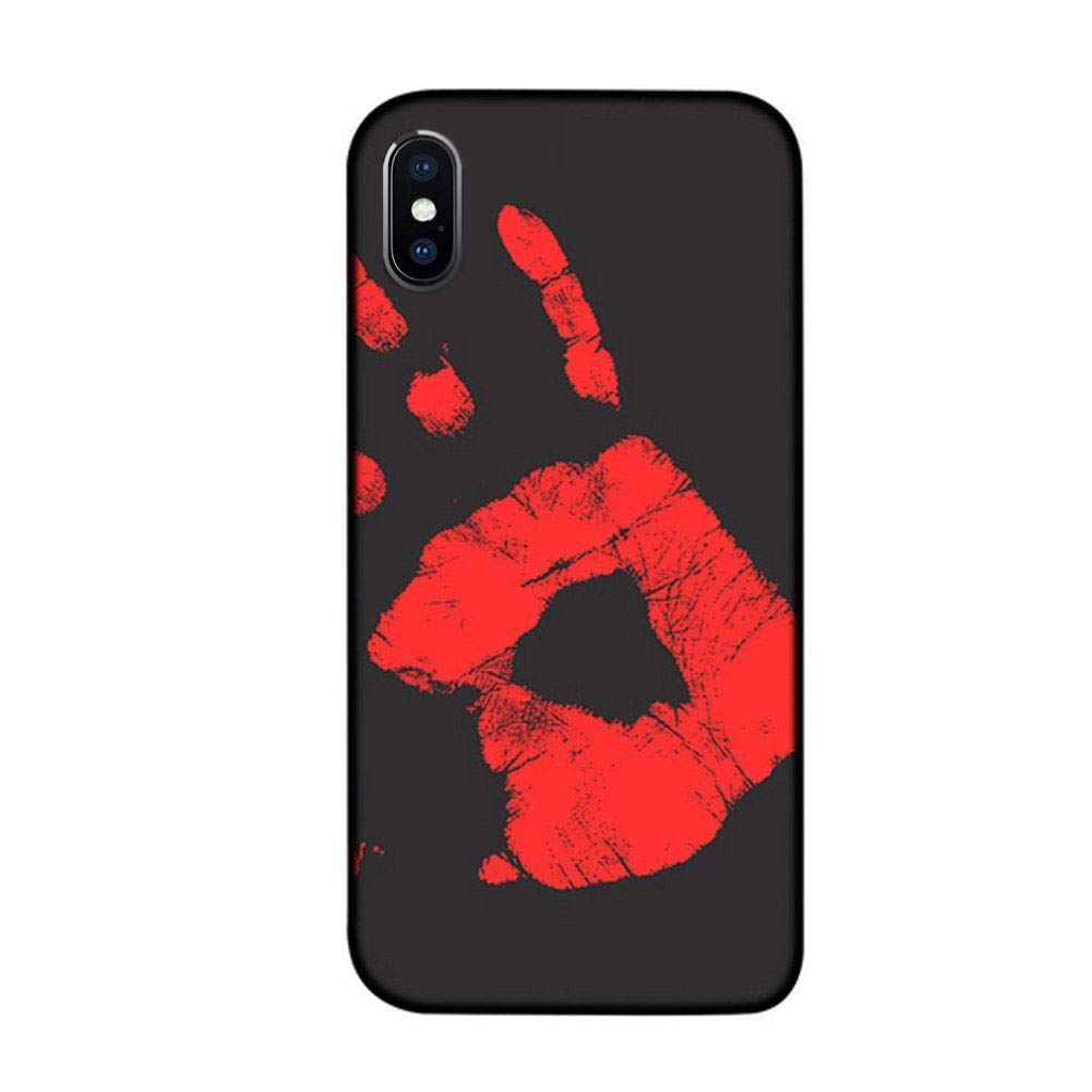 Magical Heat Sensitive iPhone Xs Max Case, Thermal Sensor Phone Cover Matte Soft PU Back Case for iPhone Xs Max Temperature Thermal Induction Discoloration Black to Red