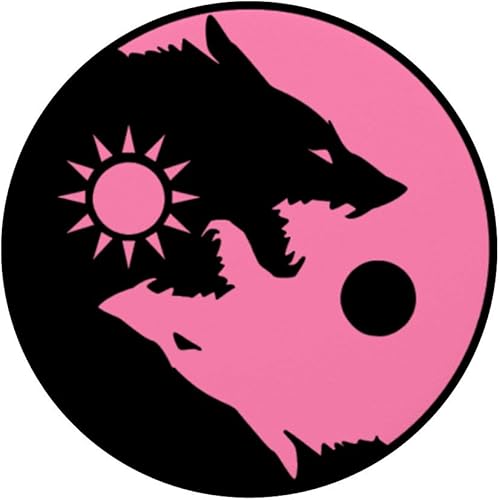 Miniatura 3 de Ying Yang Wolf, rosa claro, Sun Moon Yin Yang Zen Dog Spirit PopSockets agarre y soporte para teléfonos y tabletas