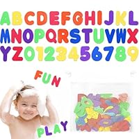 Bath Letters and Numbers, 36Pcs Baby Bath Toys, Creative Toddler Bath Toys with a Storage Bags, Educational Foam Letters and Numbers Bath for Baby Boys and Girls, for 14+ Years Old