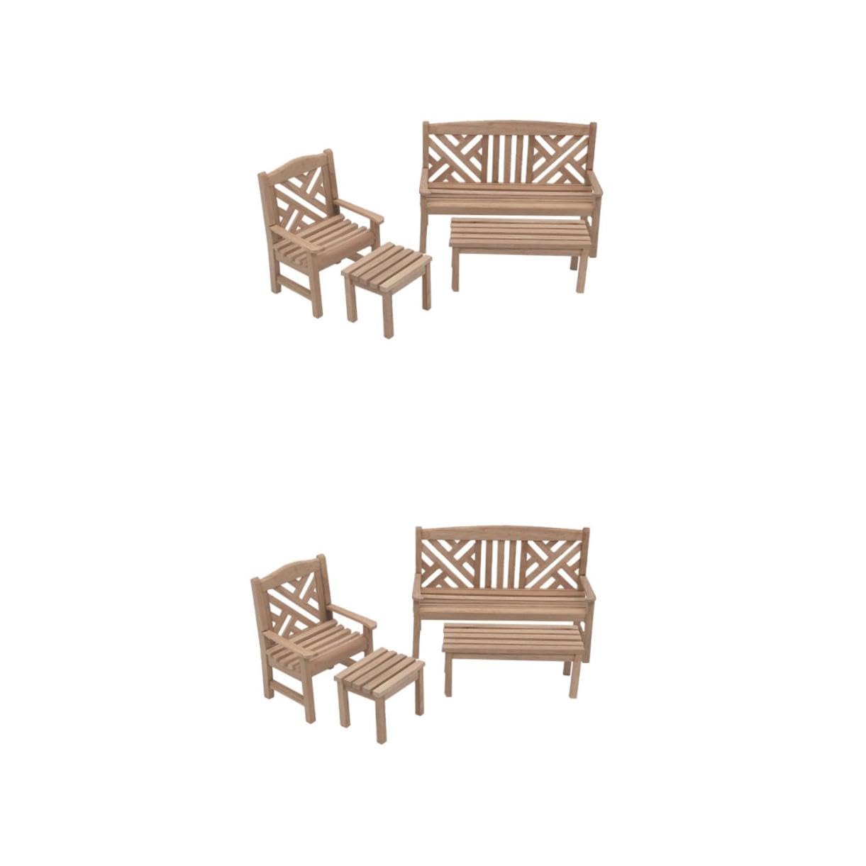 BESTonZON 2ensembles Meubles Miniatures pour Jardin Table Longue Banc Chaise Fauteuil Décoration pour Maison De Poupée Et Collection Ornements