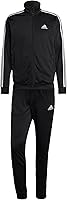 adidas Men's Basic 3-Stripes Tricot Track Suit - Recycled Polyester Regular Fit Jacket & Pants Set