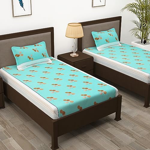 Story@Home 144 TC Single Bedsheet Cotton Combo with 2 Pillow Cover | Blue | Leaf (Bedsheet Single Bed : 57 in X 88 in & Pillow : 16 in X 24 in) (B0CF9TFY82) Amazon Price History, Amazon Price Tracker