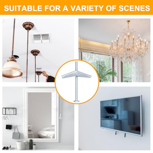 KURUI 3/16 Heavy Duty Drywall Anchors, 25 Pcs Metal Toggle Bolts with Bolts, Dry Wall Anchors and Screws Kit, Butterfly Anchors for Ceiling, Sheetrock, Hollow Wall - Image 6