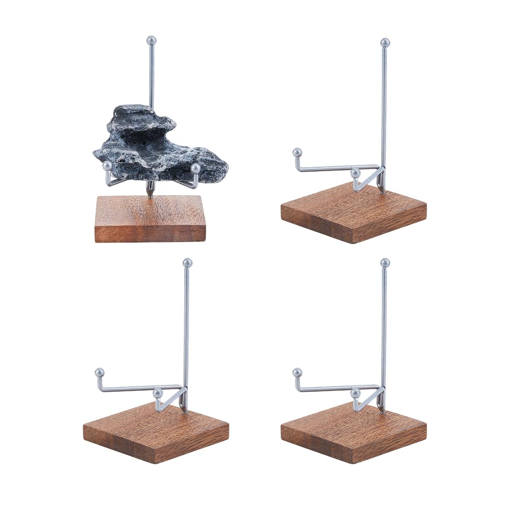 SUPERFINDINGS 1 Set 4Pcs Small Wooden Display Stand Crystal Stone Placement Rack Collectibles Display Rack Easel Holder with Wooden Base for Living Room Nightstand Bedside Cabinet