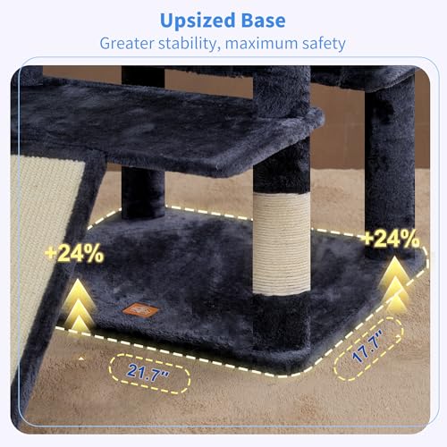 Image of Heybly Tall Cat Tree for Large Cat, 80-inch Multi-Level Cat Tower HCT038G