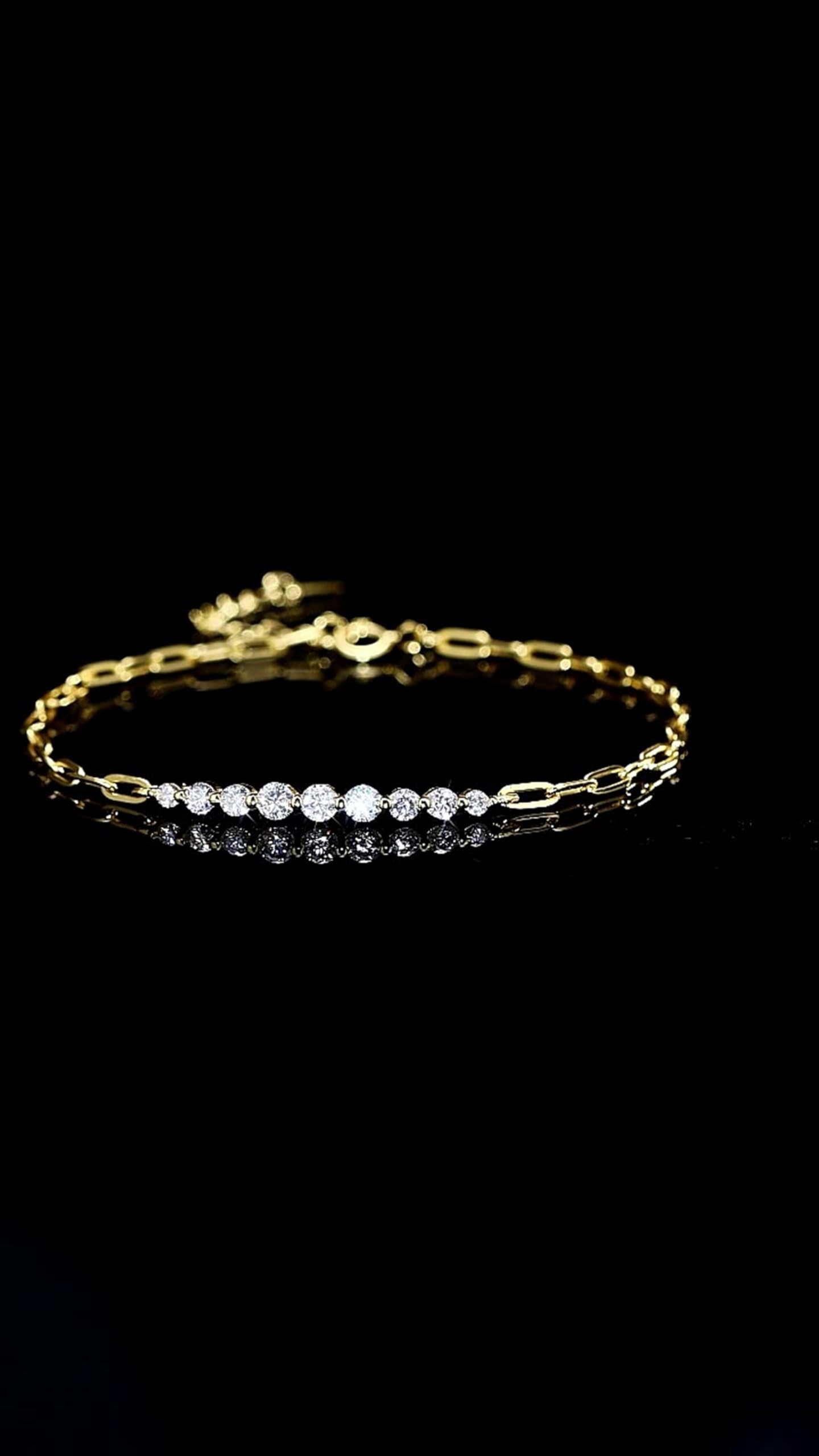 Pulsera de oro amarillo Au 375/585/750 para mujer, brazalete clásico para mujer con laboratorio creado en laboratorio joyas auténticas, 9 K/14 K/18 K oro brazalete