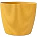 KONZEPT Blumentopf groß, gelb, gerillte Struktur 26cm, Übertöpfe für Zimmerpflanzen aus Kunststoff ideal für Wohnzimmer, Küche und Balkon