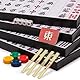 Yellow Mountain Imports Japanisches Riichi Mahjong Set - Große Weiße und Grüne Fliesen, Vinyl-Etui - Enthält Ostwind-Fliese, Wettestäbchen und Würfel.
