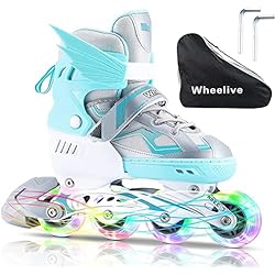 Patines En Linea Action Wheelive Patines en línea Ajustables, Patines en línea para niños Patines con Ruedas iluminadas Patines para Principiantes con tamaño Ajustable para niñas, niños y Adolescentes S?EU 31-34?