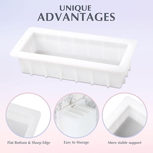 Miniatura 4 de Nicole - Moldes de jabón de silicona de 10 pulgadas, molde de pan de silicona rectangular flexible para jabón