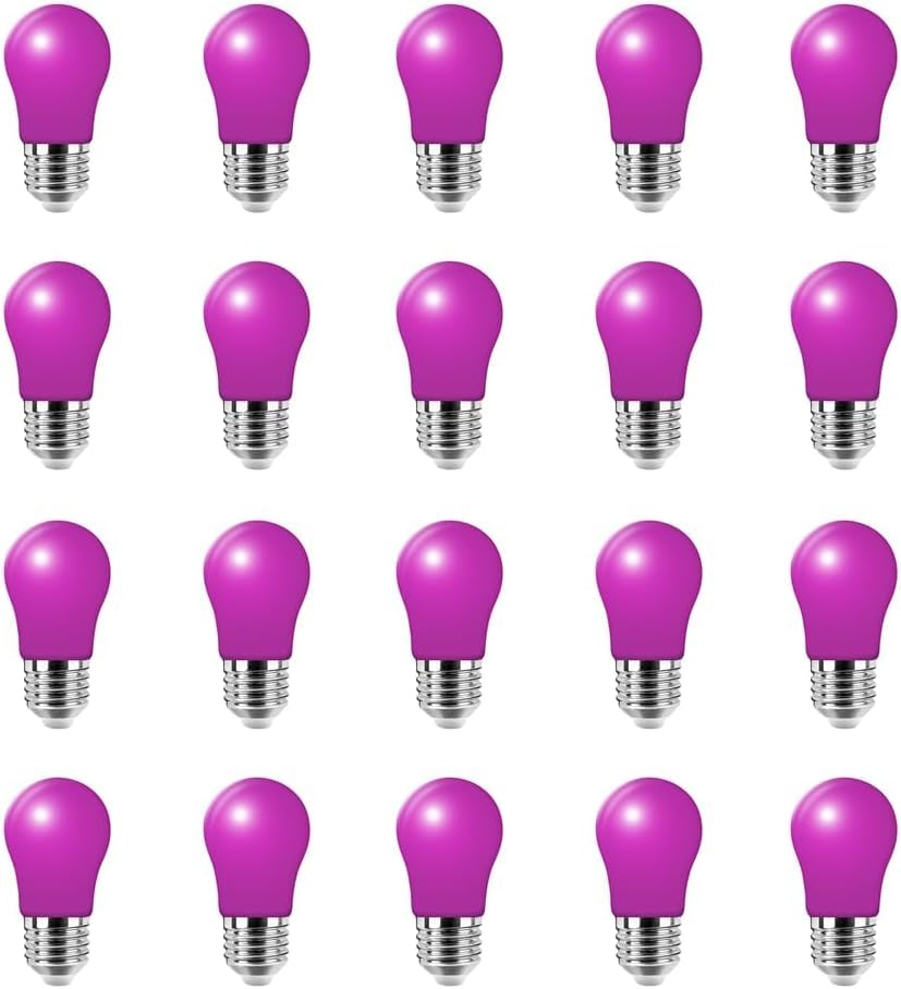 WULUN 20 Pack Colored Light Bulbs E27 Screw Cap Coloured LED Light Bulbs Lamps for Outdoor Patio Party KTV Hotel Decor Christmas,Purple
