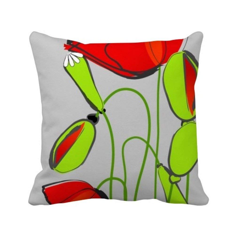 Housse de coussin coquelicot rouge pour décoration salon moderne