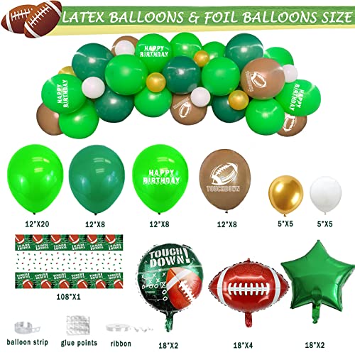 202 Pcs Football Party Supplies, Hombae Football Sport Themed Birthday Party Decorations Balloon Garland Tablecloth Cake Cupcake Topper Plate Cup Napkin Straw Plate Knife Fork Touch Down Green #TOP3
