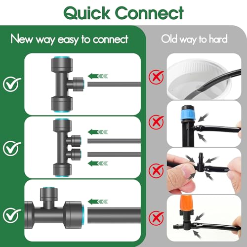 Image of 98FT 1 /2 inch Drip Irrigation System Kit with Smart Water Timer for Garden,Automatic Watering System with 20pcs 360 Adjustable Copper Nozzles, Irrigation System for Garden,Yard, Lawn,Greenhouse