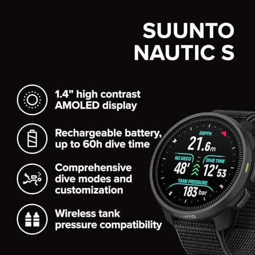 image for SUUNTO Nautic S Dive Watch Computer w/Bright AMOLED Display, GPS, Offl