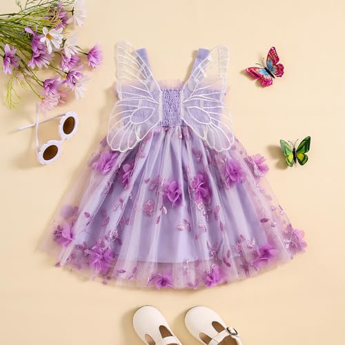 Toddler Baby Girl Butterfly Wings Dress Princess Sleeveless Tulle Butterfly Wing Skirt Birthday Party Tutu Dress3