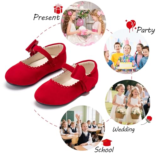 Image of PHIRAMIN Toddler Flower Girl Dress Shoes - Little Girl Mary Janes Flats Wedding