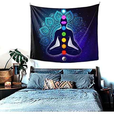 Seven Chakra Tapestry Yoga Meditation Wall Hanging As Wall Art And Home Decor for Bedroom Living Room Dorm,59x59 in Cover