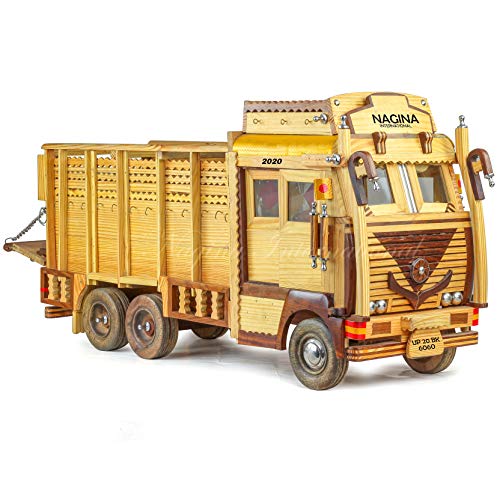 Image of Nagina International 35 inch Wooden Truck Carrier Vehicle | Indian Handicraft Kid's Toys | Traditional Indian Style Lorry Trailer | Children Birthday Gifts Ideas