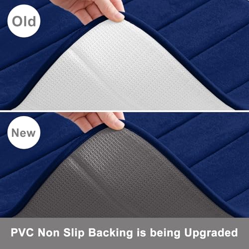 Image of Buganda Memory Foam Soft Non Slip Absorbent Bathroom Rugs Rubber Back Runner Mat (20 x 32, Navy Blue)