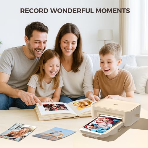 iDPRT 4×6 Photo Printer, Portable Color Picture Printer, Thermal Sublimation Mini Picture Printer, Bundle 20 Sheets Photo Paper & 1 Ribbon Cassette, Photo Printer for iPhone & Android